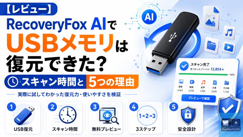 【レビュー】RecoveryFox AIでUSBメモリは復元できた？スキャン時間と5つの理由